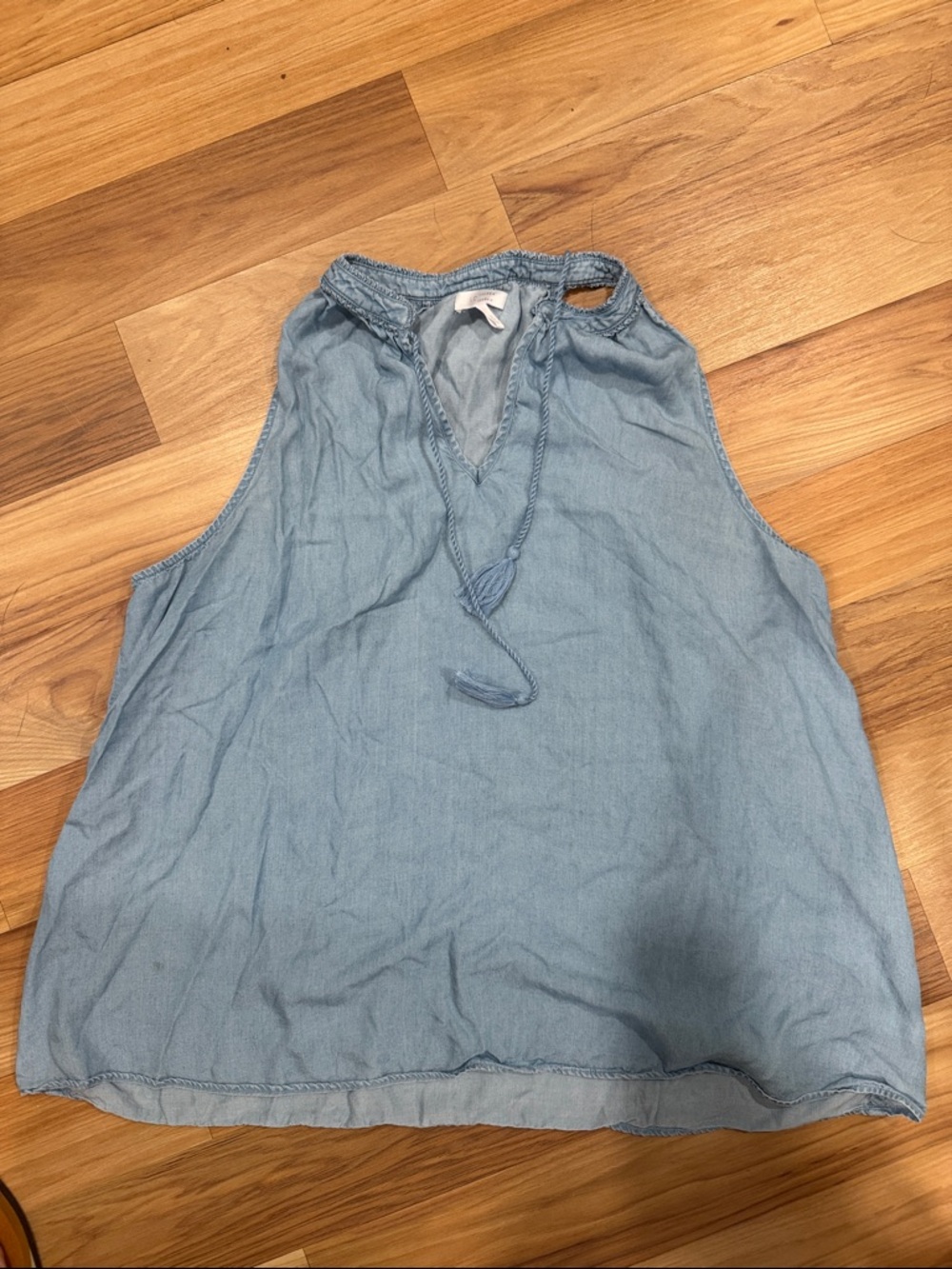 LC Lauren Conrad Chambray Tie-Front Sleeveless Top - Light Blue